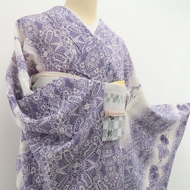 ❁tomihisa❁新品 絽 蔦 夏着物 正絹 仕付け糸付 トールサイズ”繊細な