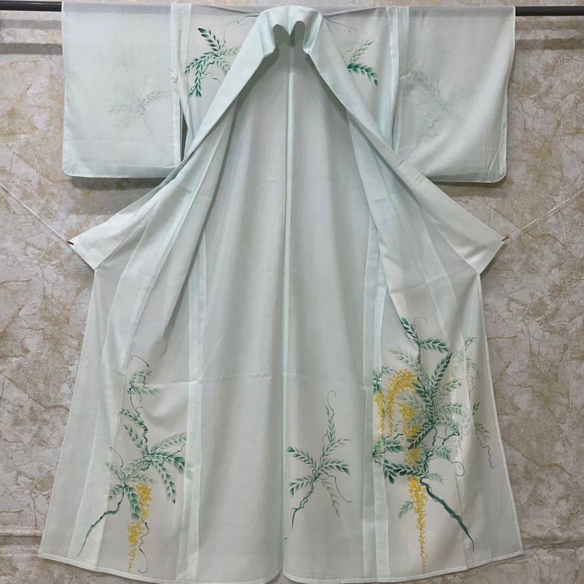 M*u様 kimonoarisa◆単衣◆未使用同然◆附下訪問着◆仕付け糸◆裄67 kimono+one◇kimonoarisa◇送料無料◇夏物◇夏着物◇附下訪問着◇淡い