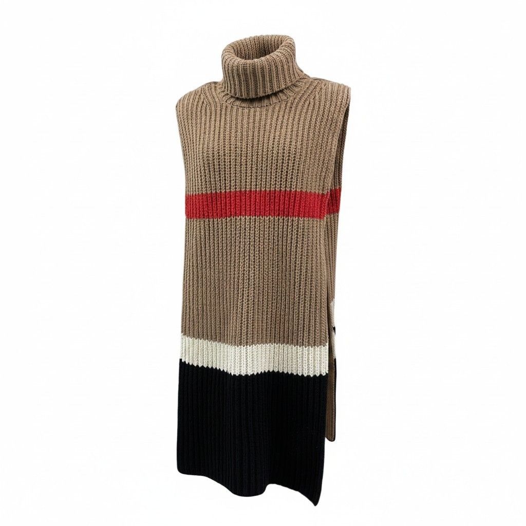 Ed20 BURBERRY バーバリー タートルネック ケープ ポンチョ ニット