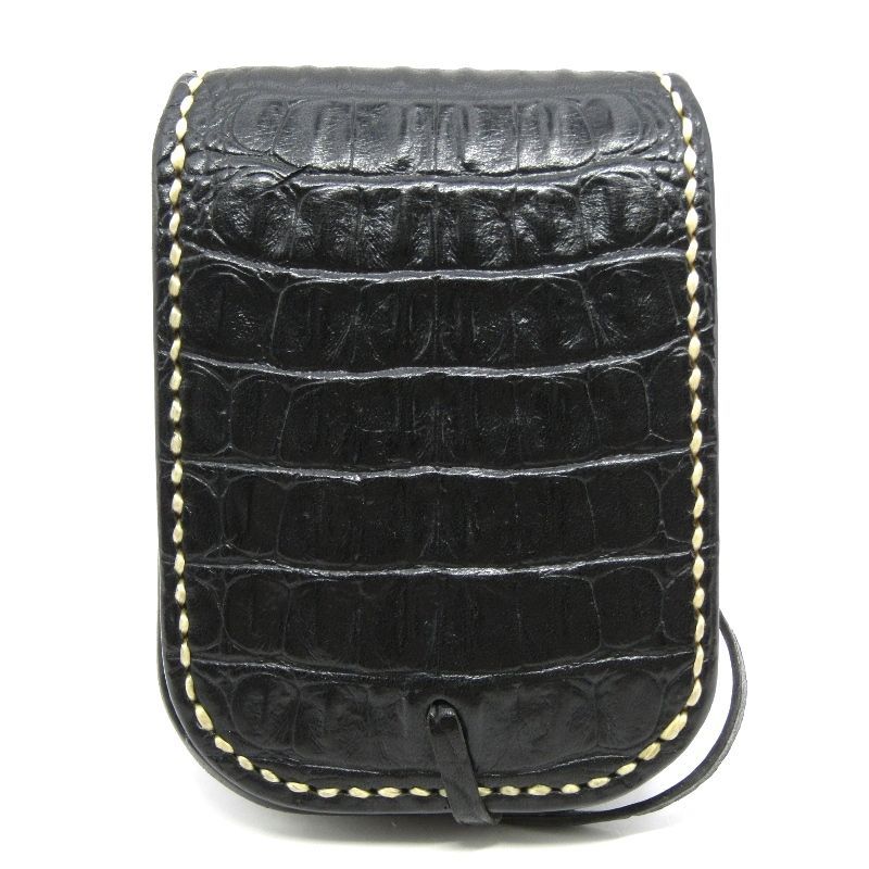 LUCKY JOHN ウォレットループ LUCKY JOHN ラッキージョン ショートウォレット クロコ型押し シルバー