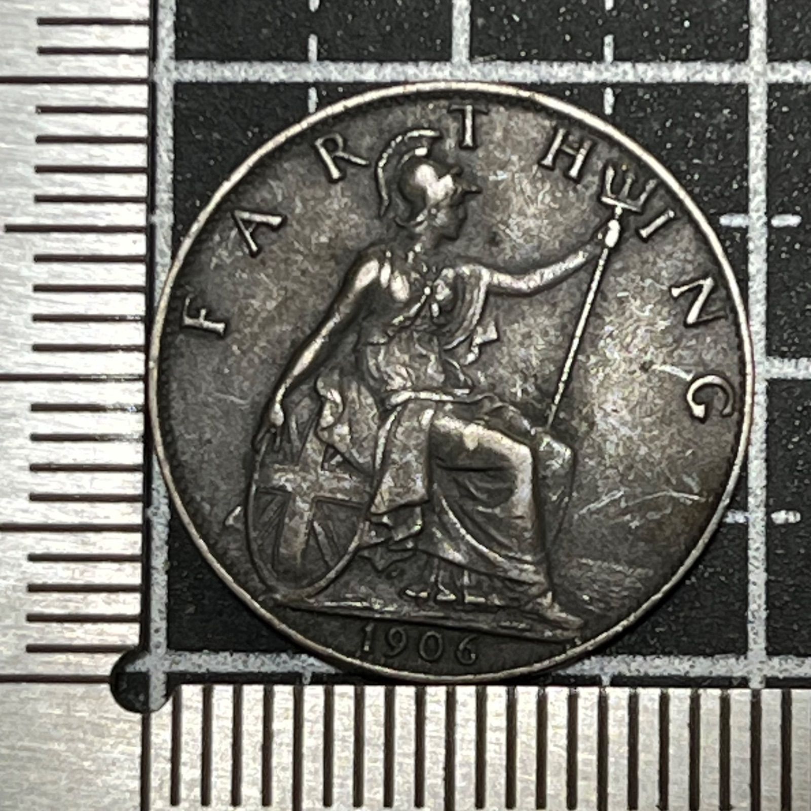 外国古銭】1906年 イギリス ファージング青銅貨 ブリタニア図