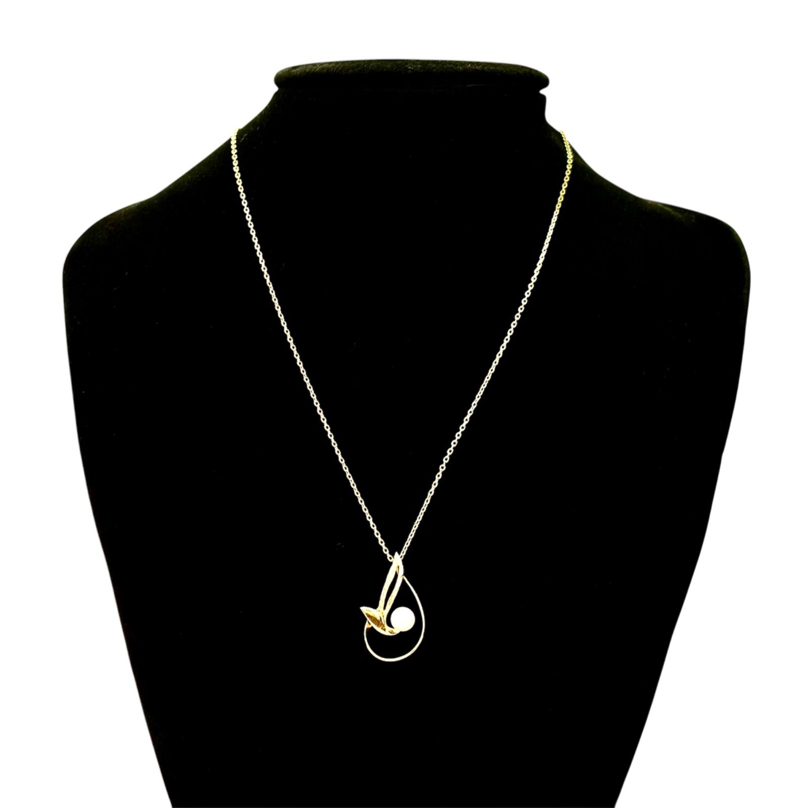 美品⭐️K14+パールチャームのネックレス】 MIKIMOTO ミキモトマーク
