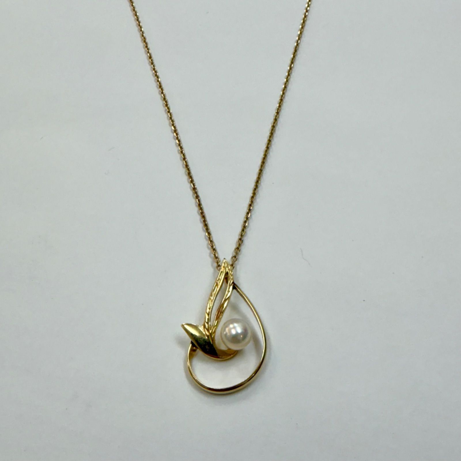 美品⭐️K14+パールチャームのネックレス】 MIKIMOTO ミキモトマーク 
