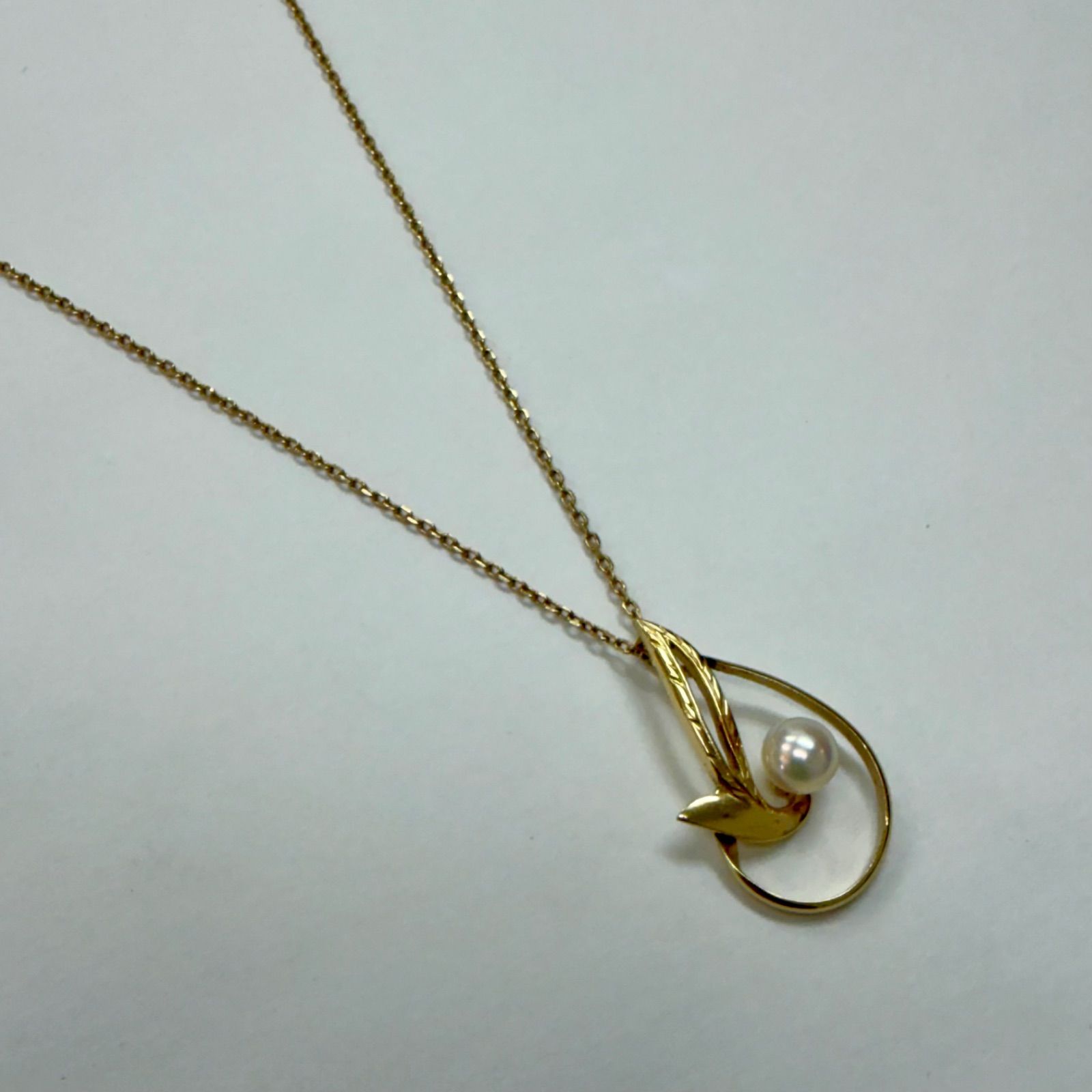 美品⭐️K14+パールチャームのネックレス】 MIKIMOTO ミキモトマーク