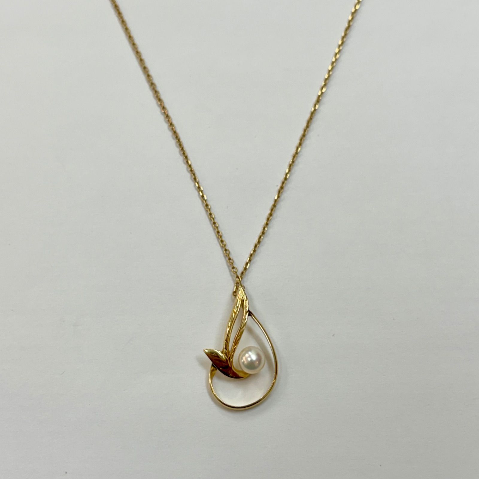 美品⭐️K14+パールチャームのネックレス】 MIKIMOTO ミキモトマーク
