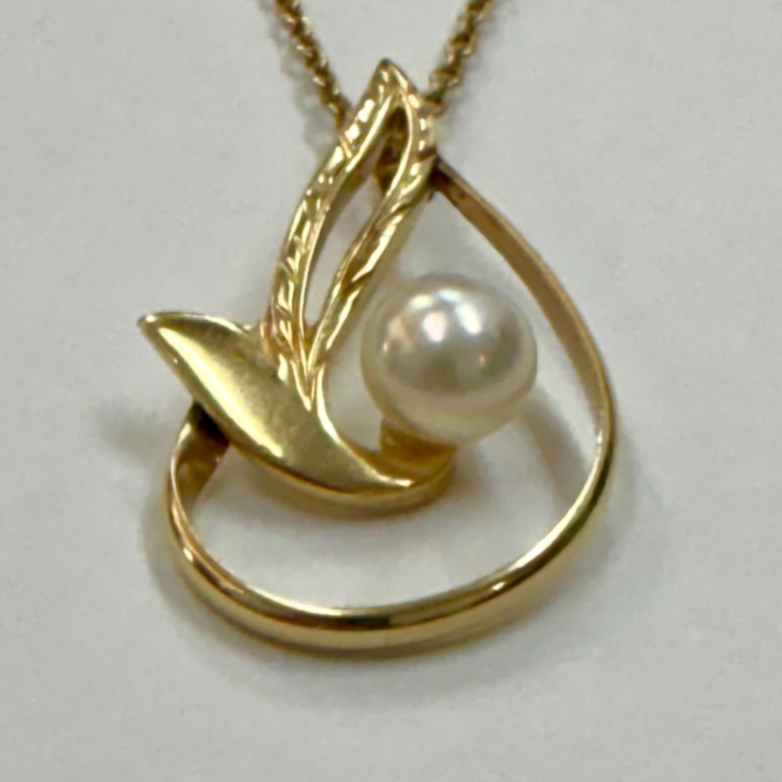 美品⭐️K14+パールチャームのネックレス】 MIKIMOTO ミキモトマーク