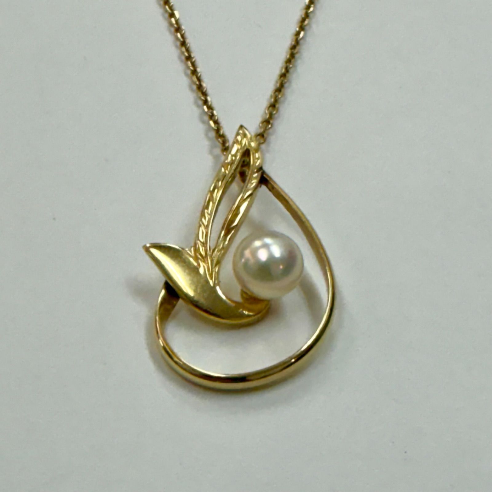 美品⭐️K14+パールチャームのネックレス】 MIKIMOTO ミキモトマーク