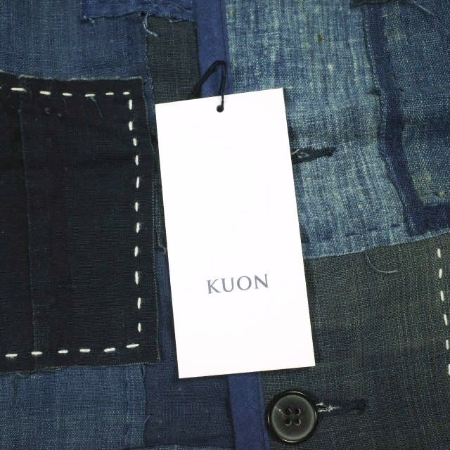 KUON クオン 日本製 Vintage Boro Patchwork V-neck Jacket ヴィンテージ襤褸パッチワークVネックジャケット BJK05 M NAVY 久遠 定価275,000円 アウター【新古品】【中古】【KUON】 新品 KUON クオン 日本製 Vintage Boro Patchwork V-neck Jacket