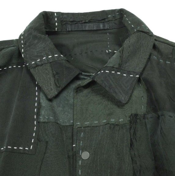 KUON クオン 20SS 日本製 パッチワーク 襤褸 コーチジャケット 2001-JK02 M BLACK 久遠 定価198,000円 シルク アウター【中古】【KUON】 KUON クオン 20SS 日本製 パッチワーク 襤褸 コーチジャケット 2001
