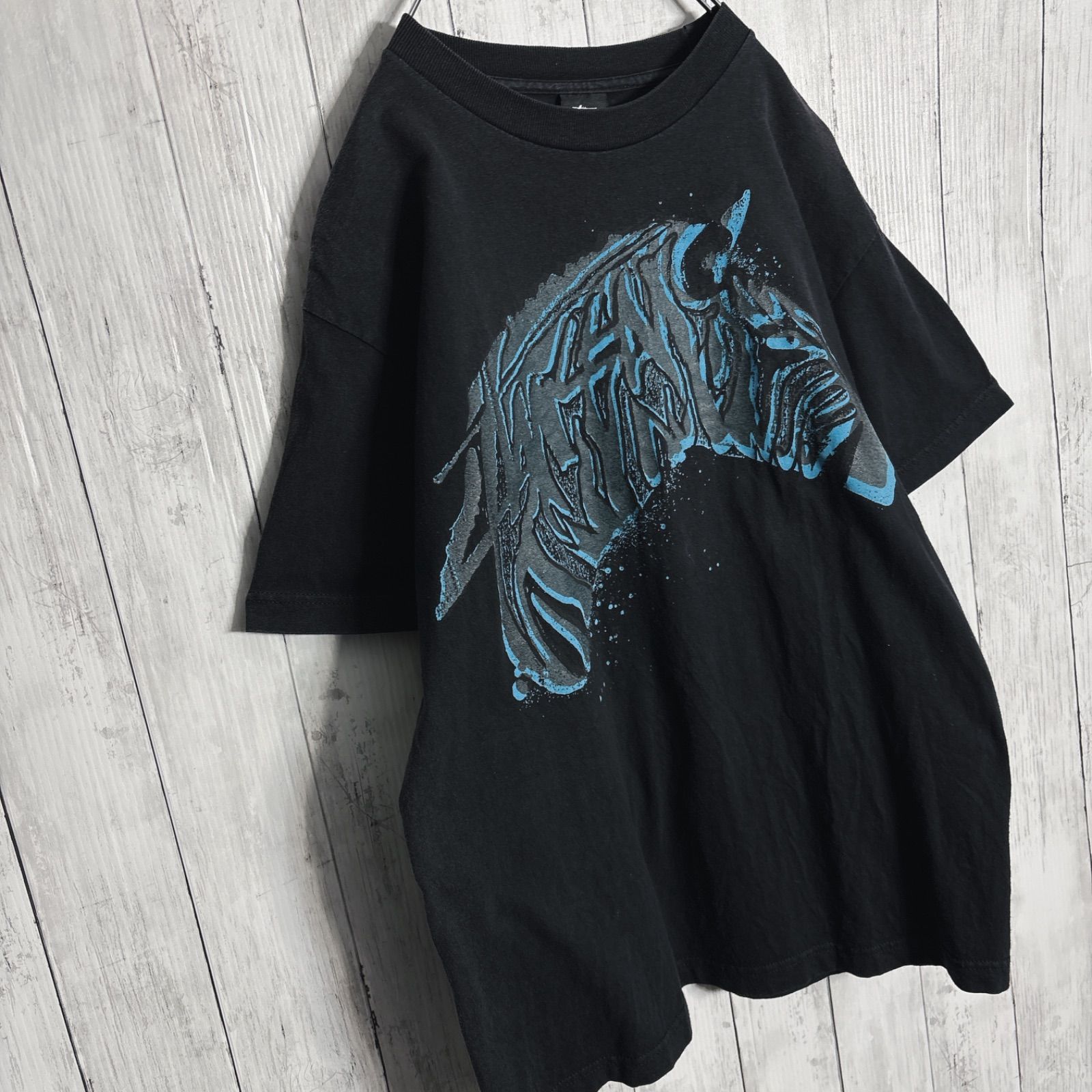 00s old Stussy 半袖 Tシャツ Lサイズ バックプリント 黒 入手困難】OLD STUSSY 00s Vintage 古着 デカロゴ プリント ブラック