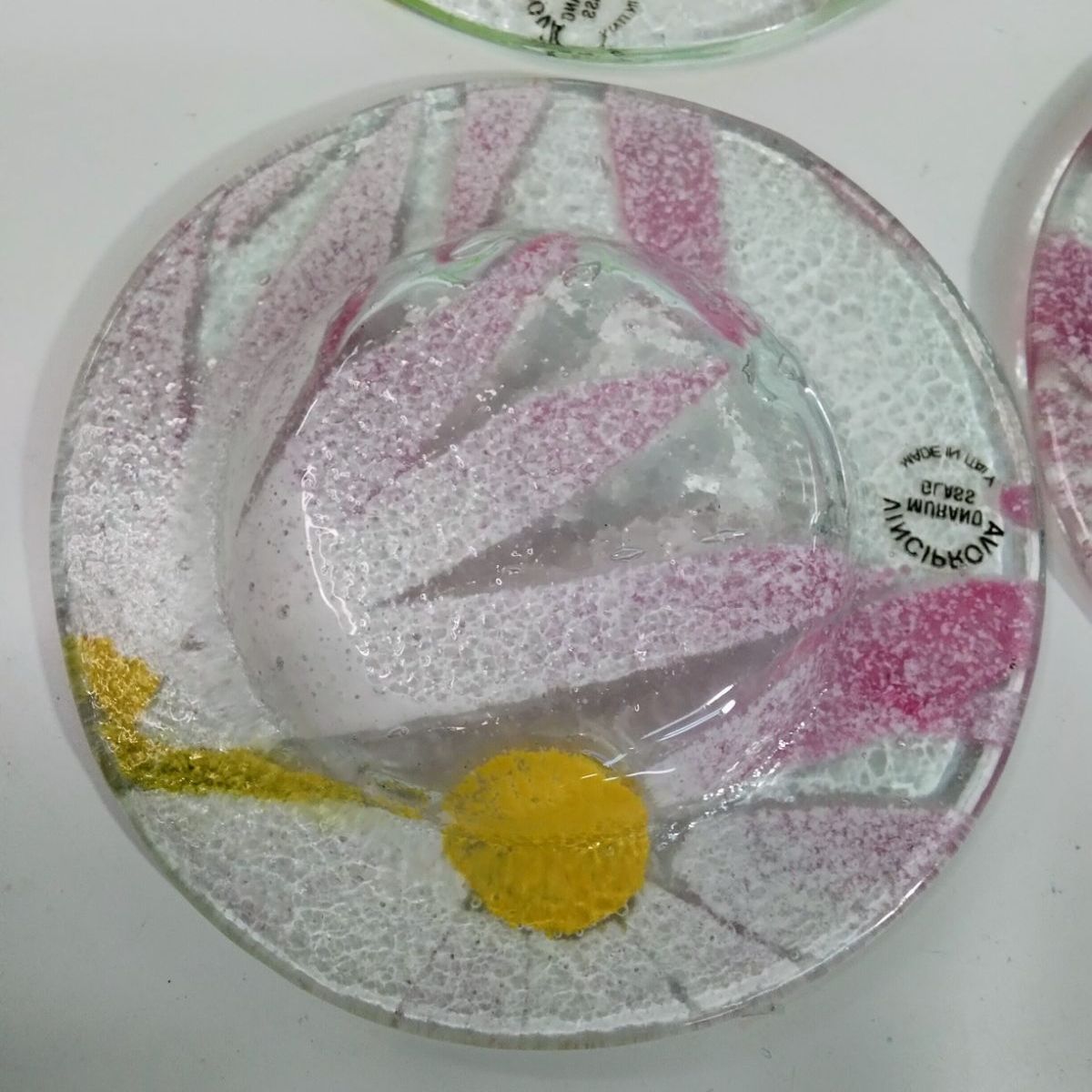 ムラーノガラス VINCIPROVA プレート 4枚セット イタリア製 花柄 《NO