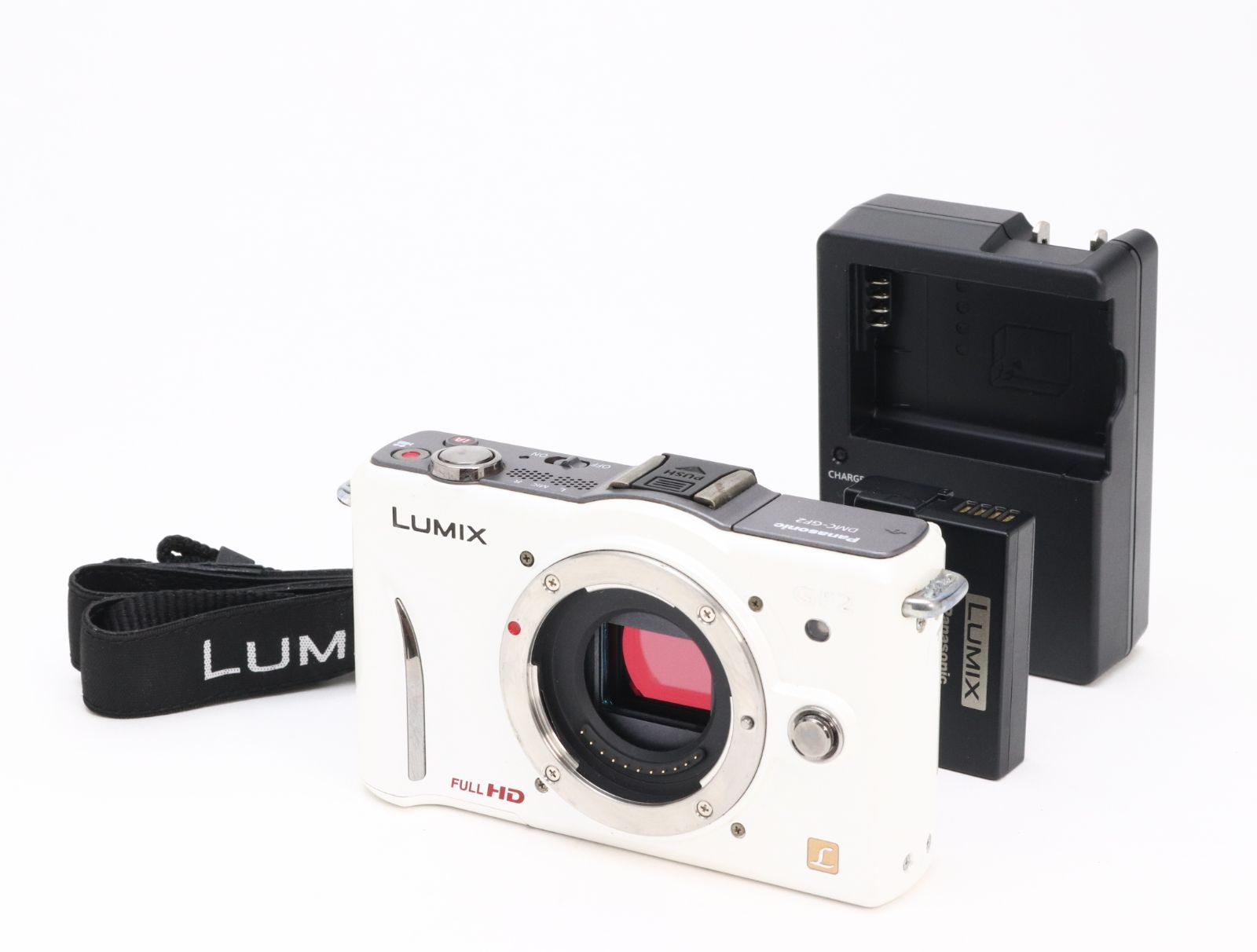 B (並品) Panasonic パナソニック LUMIX DMCGF2 シェルホワイト ボディ 