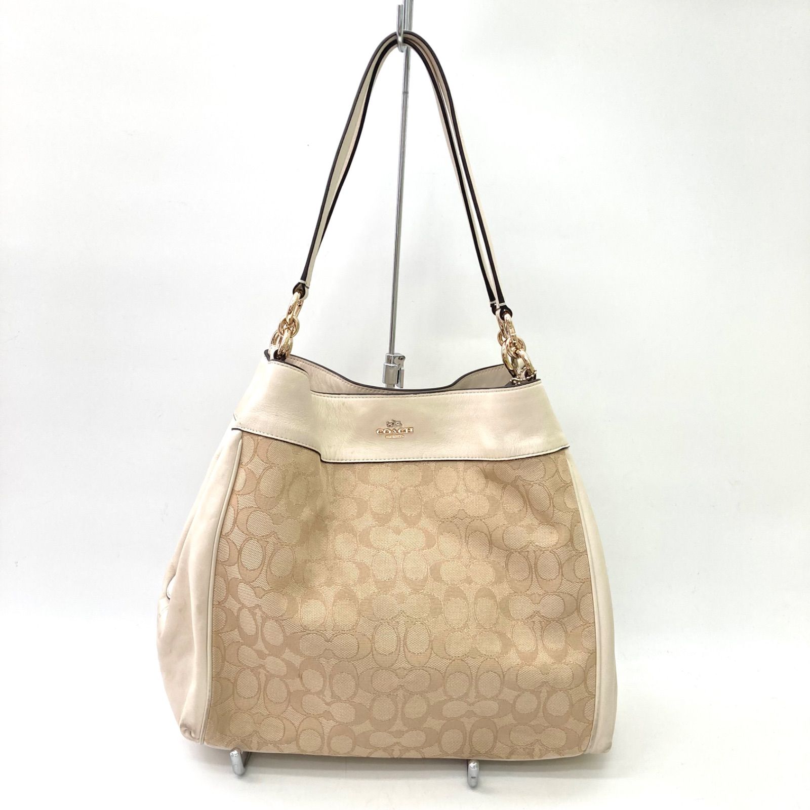 COACH】コーチ トートバッグ シグネチャー ホワイト ベージュ 