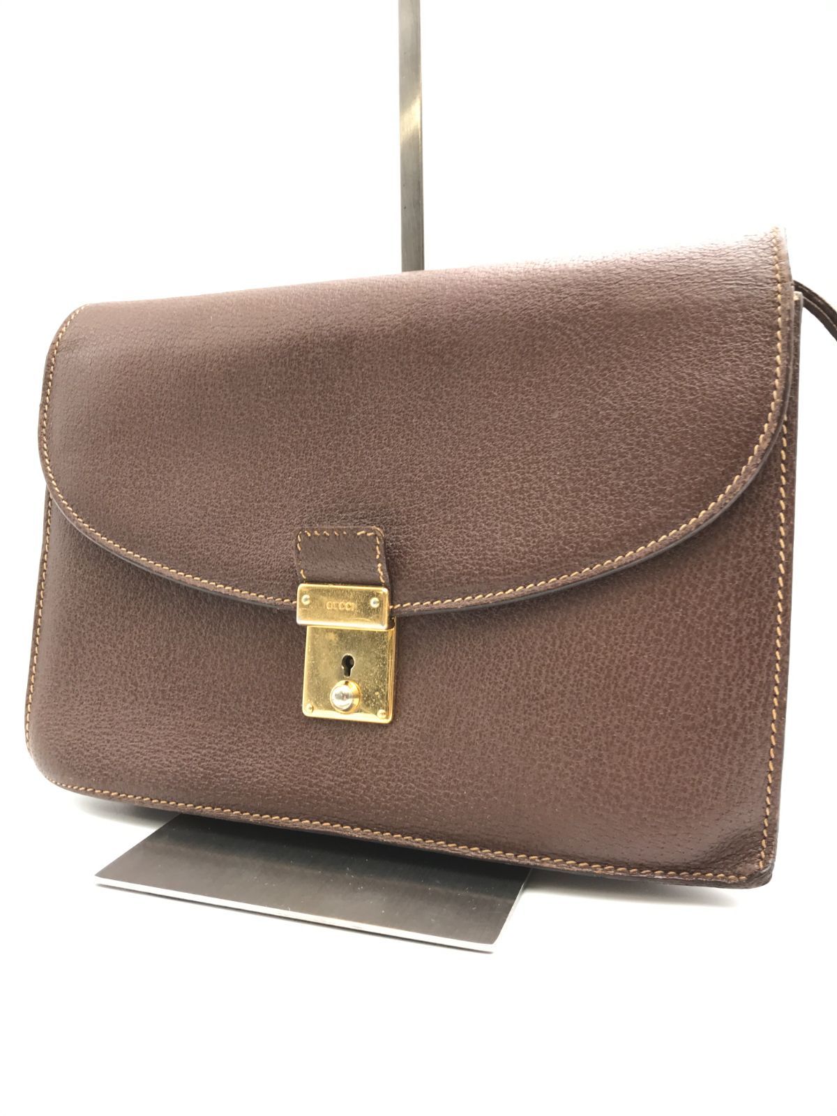 GUCCI Gucci clutch bag leather brown 2220