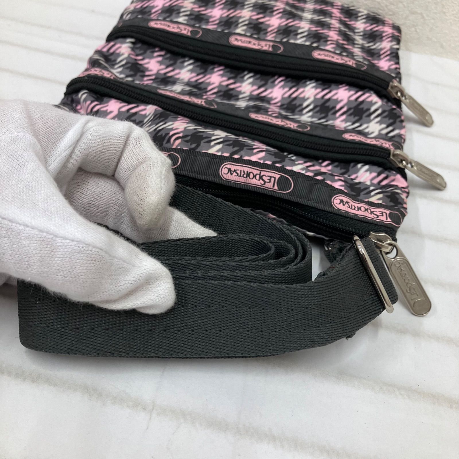2110 LeSportsac レスポートサック ショルダーバッグ グレー ピンク 肩 