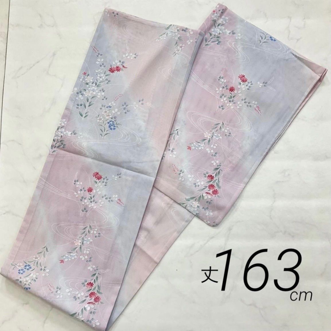 kimono+one◆kimonoarisa◆未使用同然◆夏物◆夏着物◆小紋◆広衿◆絽織◆ロング◆ピンク◆紫◆暈し◆裄64.5肩丈163◆夏着物夏帯着物帯小紋普段着名古屋帯洒落袋帯半幅帯