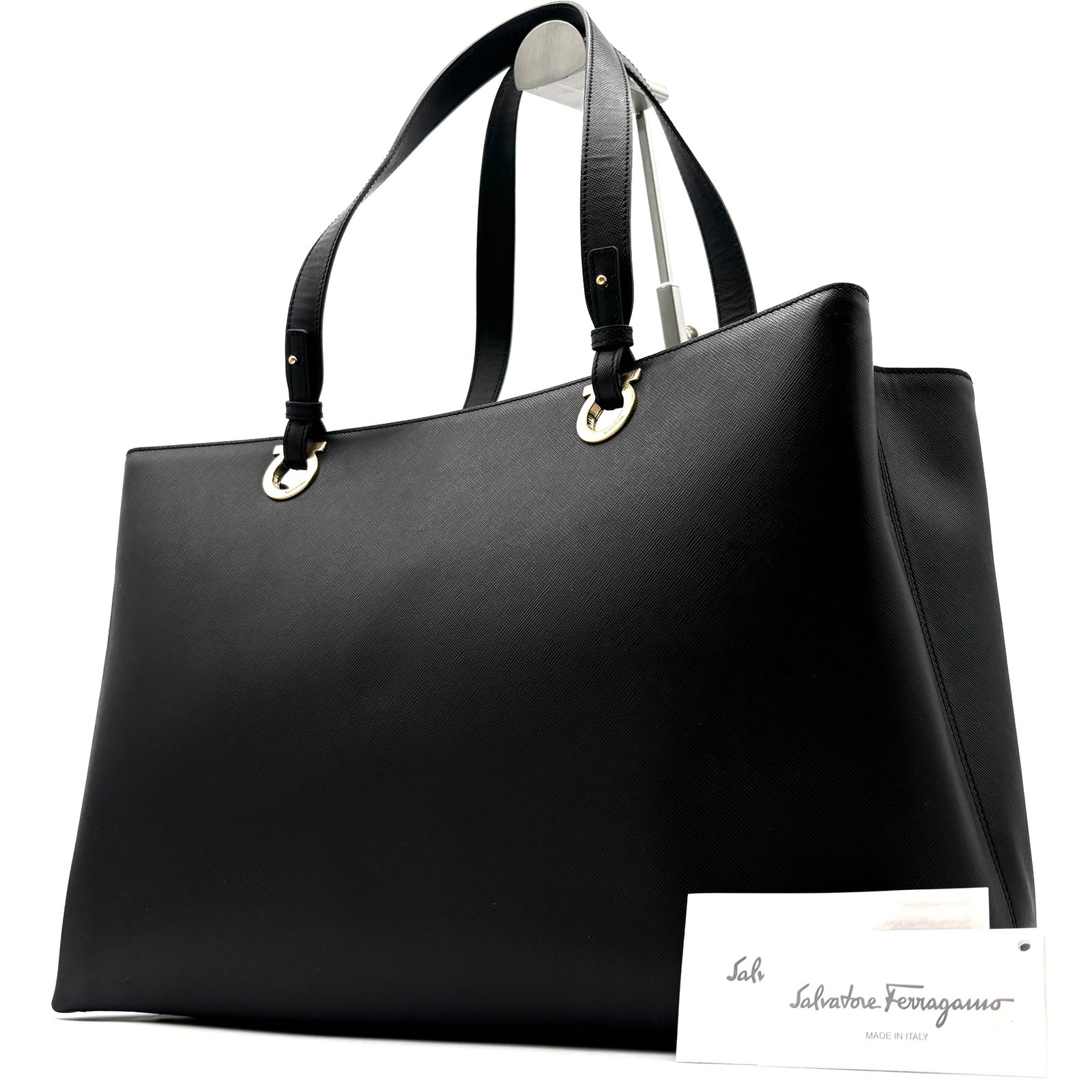 Salvatore Ferragamo ブラック トートバッグ 美品 Salvatore Ferragamo サルヴァトーレ フェラガモ ガンチーニ