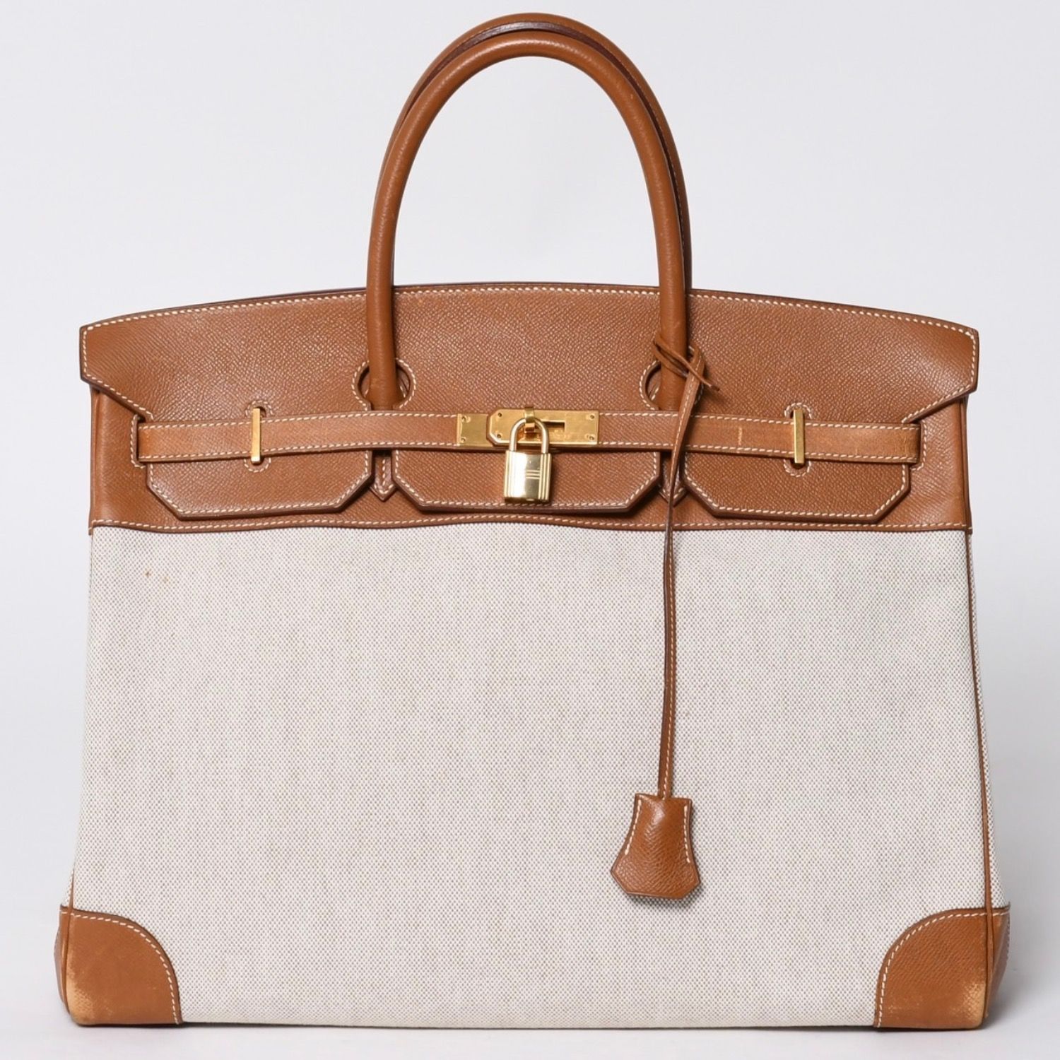 極美品 HERMES エルメス バーキン40 ナチュラルブラウン キャンバス 