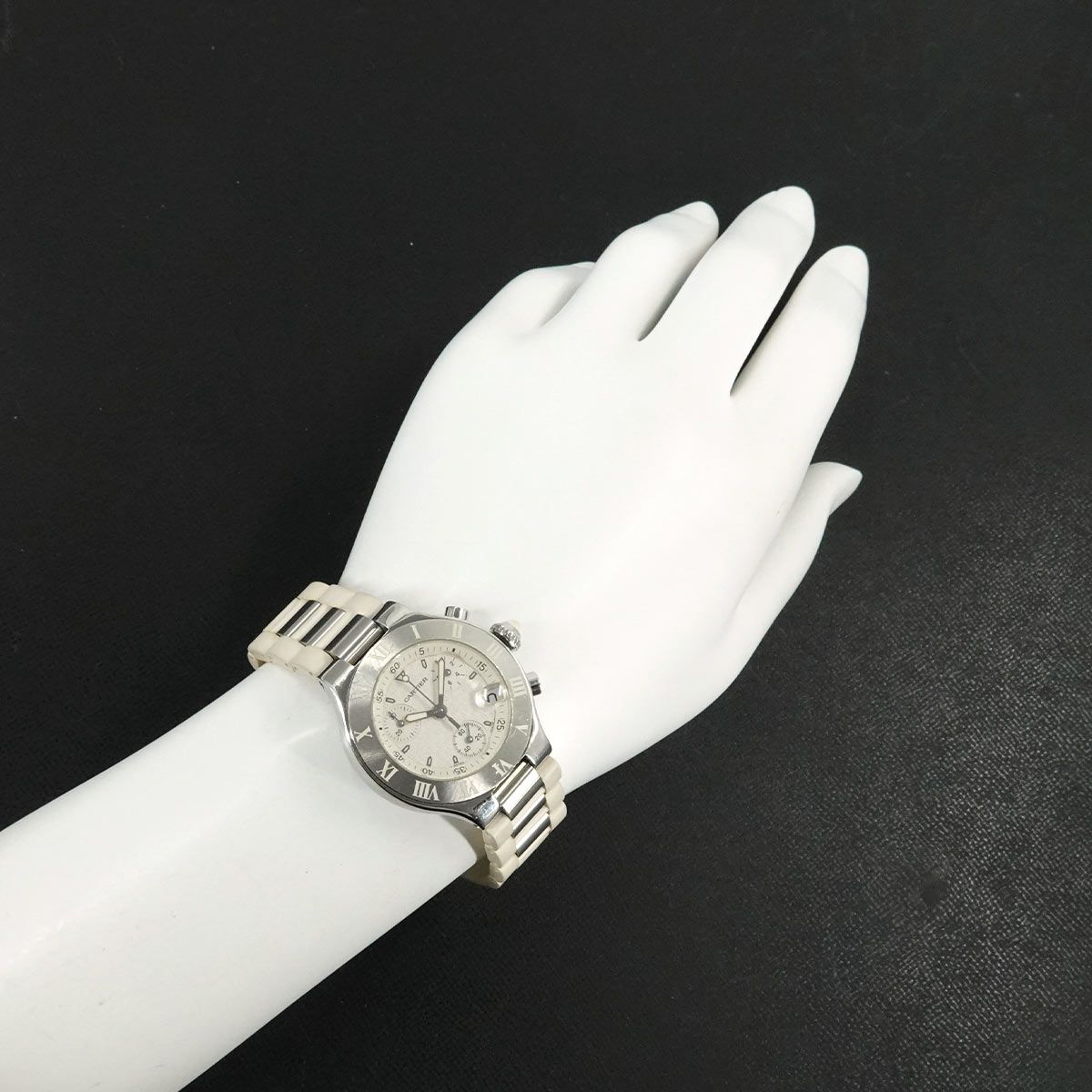 カルティエ Cartier マスト21 ヴァンティアン クロノスカフ W10197U2 クロノグラフ レディース 腕時計 デイト クォーツ Must 21 90317267 カルティエ Cartier マスト21 ヴァンティアン クロノスカフ W10197U2