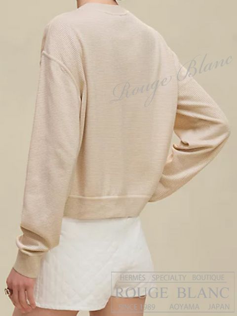 エルメス　国内定価564,300円　2026S/S　シルク　ロングスリーブニット　“キャンディ・リブリス”　ブランペルル　#38　タグ付【新品】 エルメス 国内定価564,300円 2026S/S シルク ロングスリーブニット
