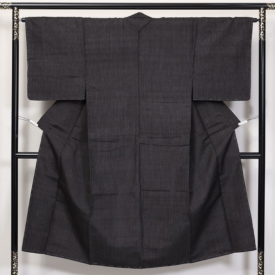 男着物 大島紬 袷 身丈145cm 裄丈65cm 正絹 Aランク インフォーマル 棒衿 Lサイズ 無地 上品 厳か 茶系 RP 1224-06266