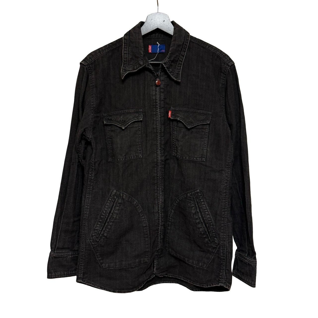 Levi's ブラックストライプ デニムジャケット リーバイス Levi's メンズ ジップアップ デニムジャケット 刺し子風