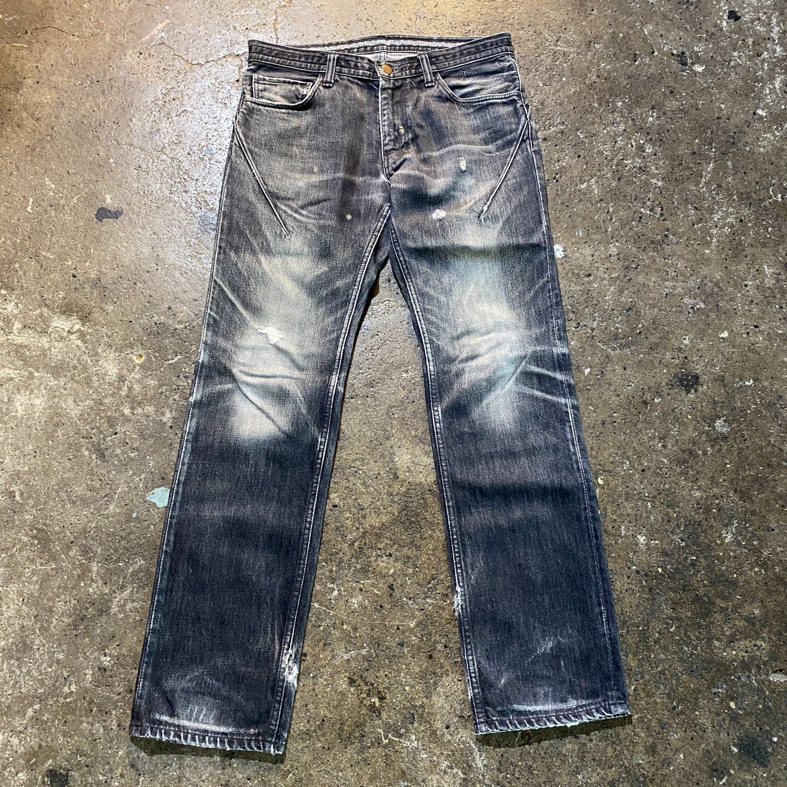 number(n)ine ダメージ加工　ストレートデニム　ブラック　サイズ4 NUMBER(N)INE 07AW n(n) by number nine ダメージ加工 ブラックデニム