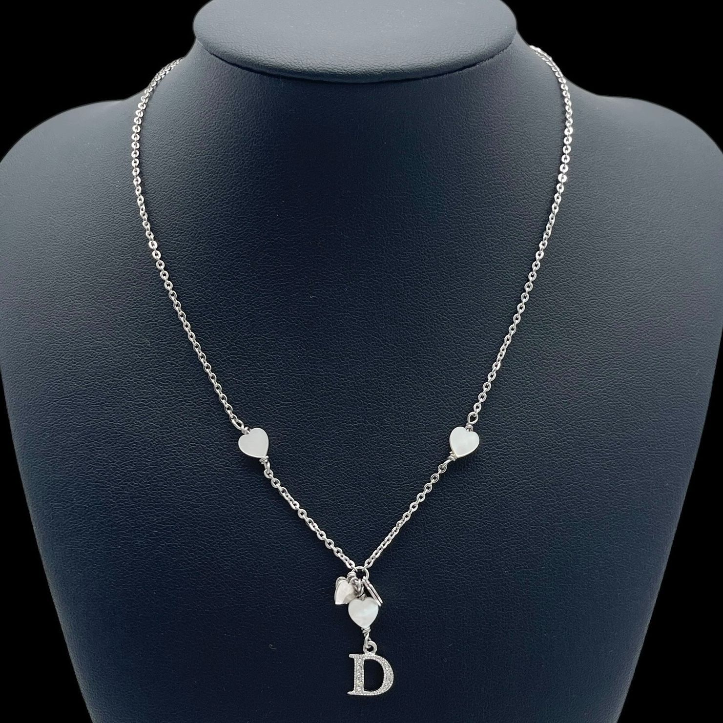 シルバー ハート型チャーム ネックレス Christian Dior クリスチャンディオール ネックレス アクセサリー D