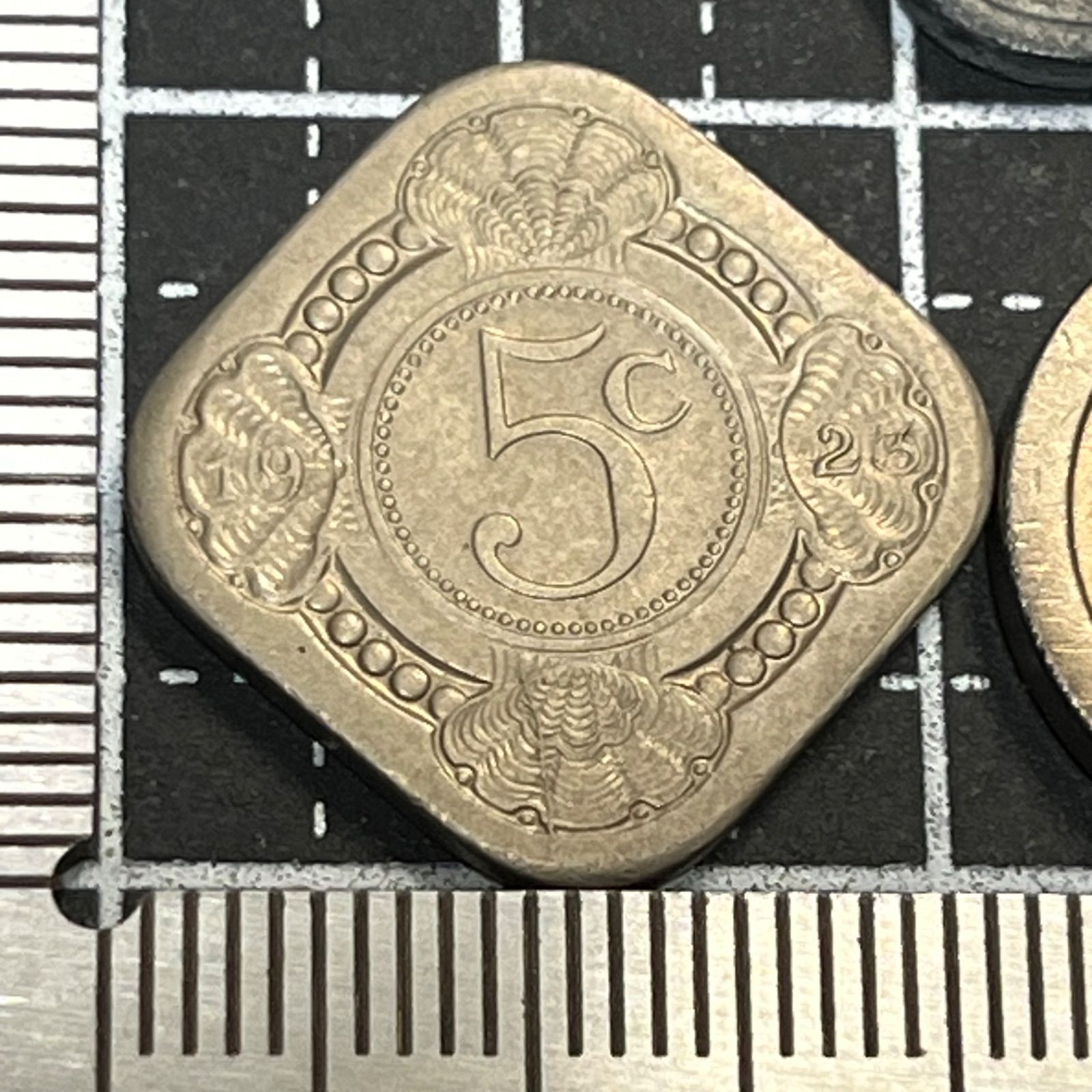 古銭まとめ】オランダ 5セント 3枚セット 1907年丸型＋黄銅四角型
