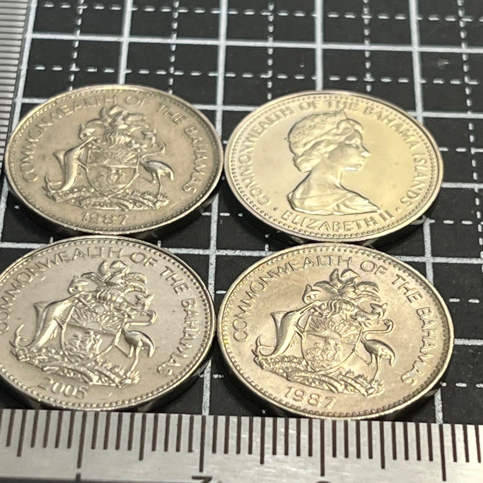 古銭まとめ】バハマ 5セント 4枚セット パイナップル意匠 1971年含む 
