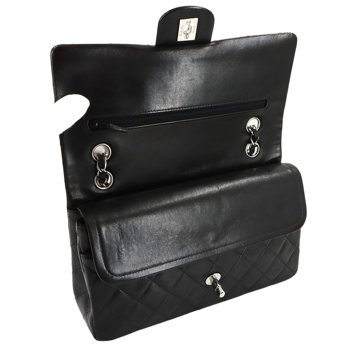 新品同様 シャネル CHANEL マトラッセ 25 チェーン ショルダー バッグ ラムスキン ブラック A01112 シルバー 金具 ヴィンテージ 90322587 新品同様 シャネル CHANEL マトラッセ 25 チェーン ショルダー バッグ