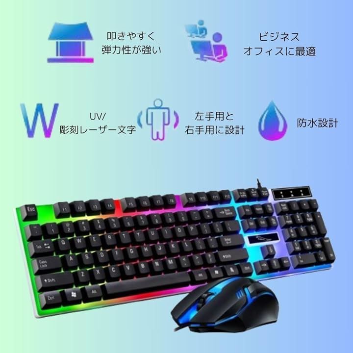 Aseren ゲーミング キーボード マウス セット 有線 バックライト USB