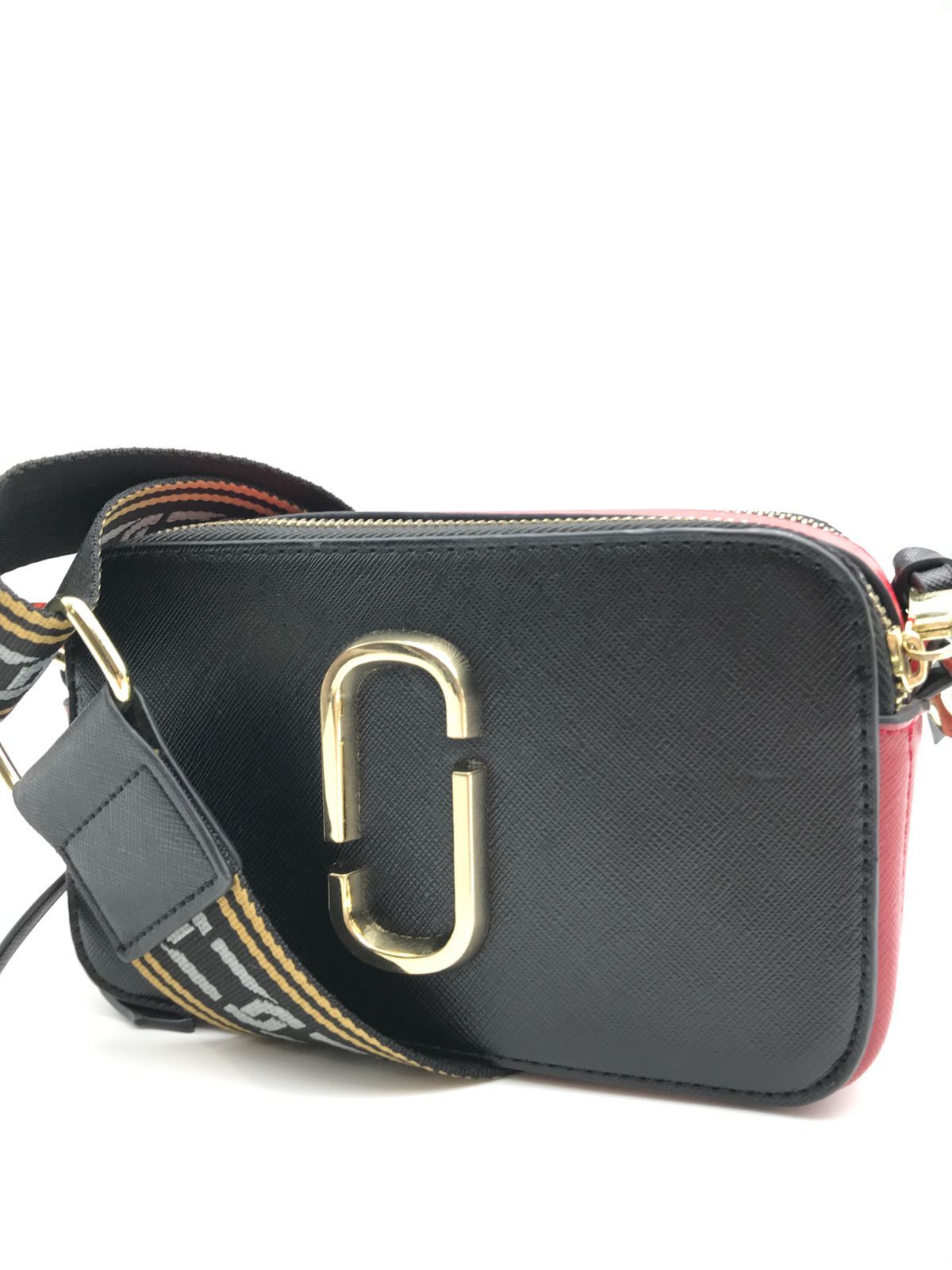 【美品】MARC JACOBS マークジェイコブス スナップショット ショルダーバッグ ミニバッグ クロスボディ バイカラー レッド×ブラック系 1730