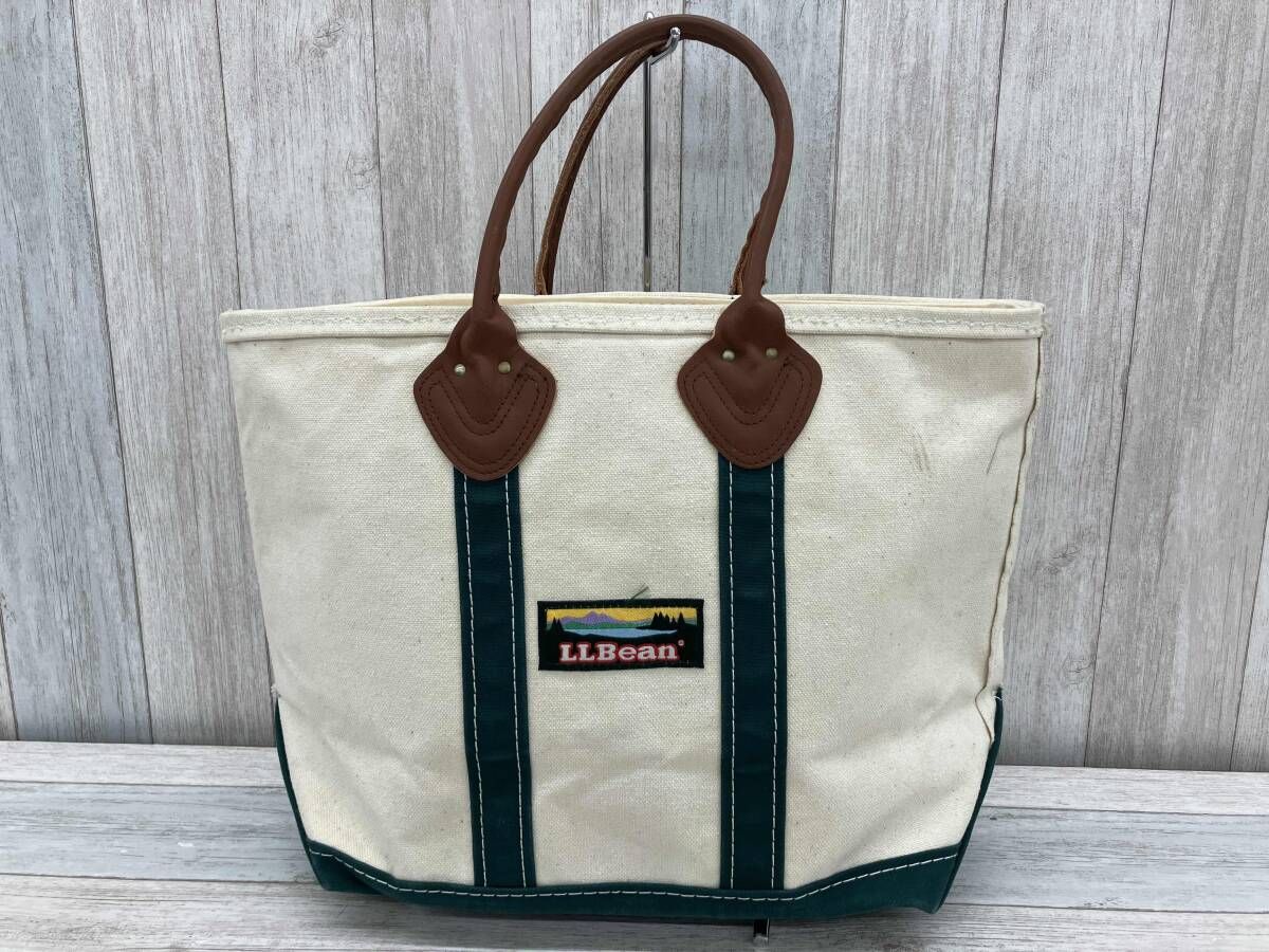 美品 90s 00s USA製 エルエルビーン レザーハンドル トートバッグ 雑貨 古着 USA製 LL BEAN SIGNATURE レザー ハンドル オイルド
