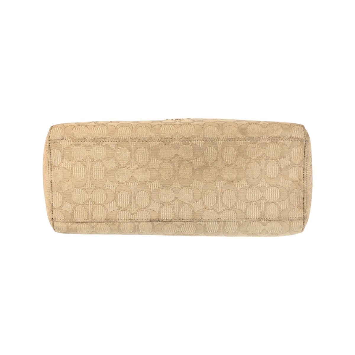 美品 COACH コーチ シグネチャー ベージュ アイボリー ゴールド金具 