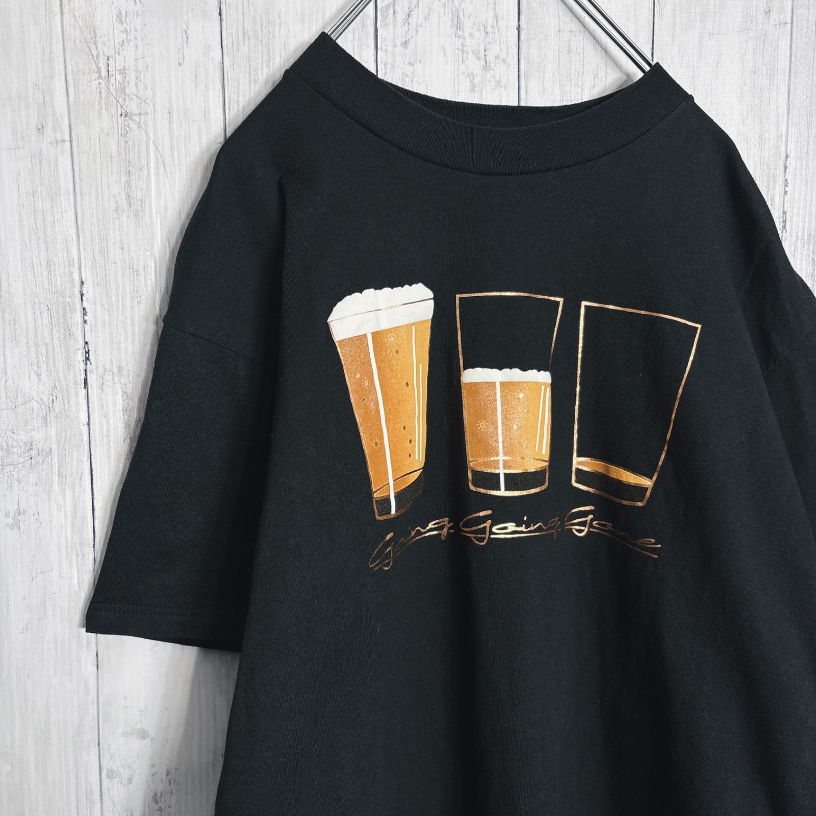 【まとめ購入大歓迎】90s ONEITA USA製 Vintage 古着 麦酒 酒 ビール プリント ブラック 半袖 Tシャツ #34669