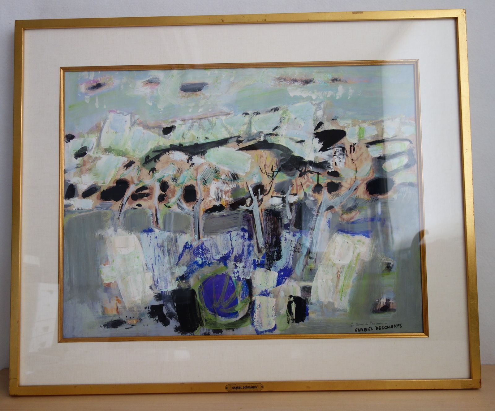 中古】M▽ガブリエル・デシャン 油彩 絵画 額縁 Les Baux de Provence