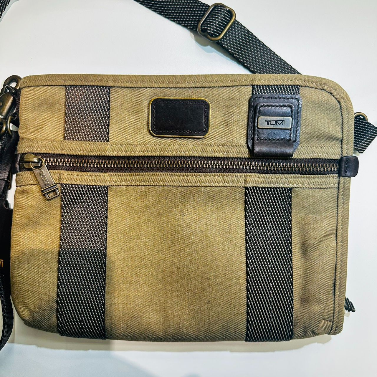 錦】TUMI トゥミ ショルダーバッグ クラッチバッグ キャンバス レザー 