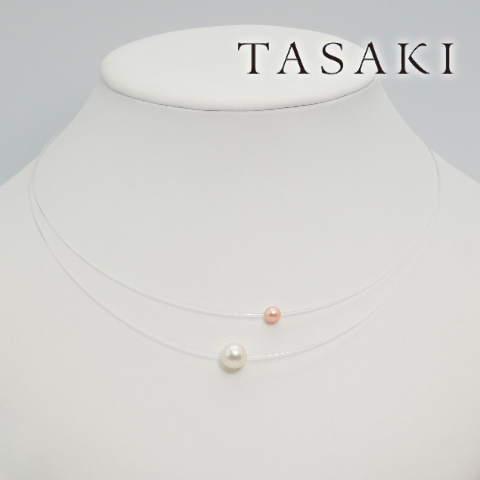 【美品】TASAKI 2連 パール ネックレス ワイヤー タサキ ワイヤー K18 パール 2連 チョーカー ネックレス/25-4005