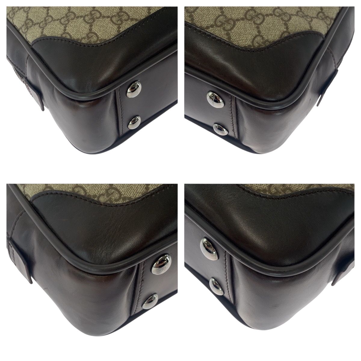 Gucci　グッチ ビジネスバッグ ベージュ レザー 美品 GUCCI グッチ ベージュ ブラウン シルバー金具 GGスプリーム