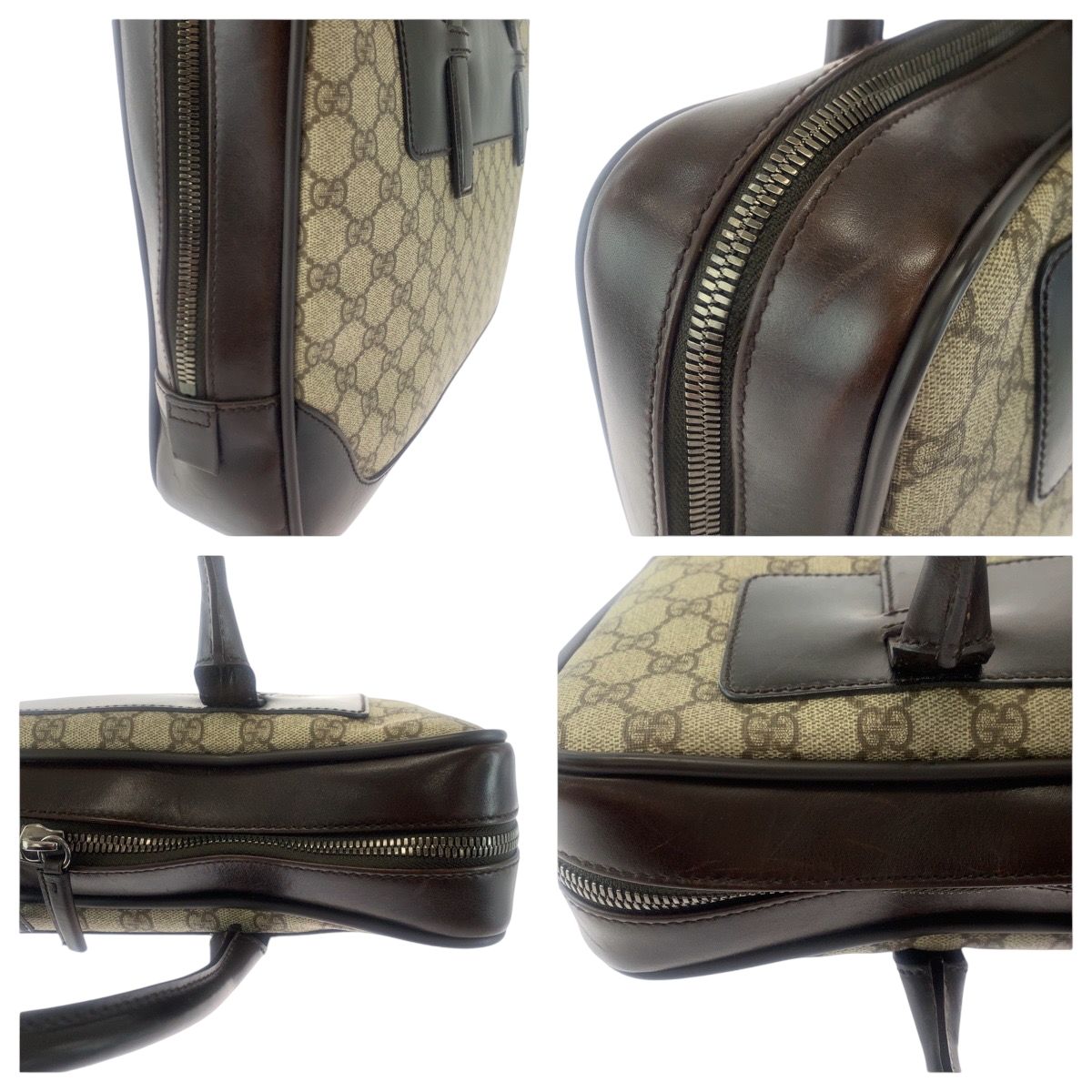 Gucci　グッチ ビジネスバッグ ベージュ レザー 美品 GUCCI グッチ ベージュ ブラウン シルバー金具 GGスプリーム