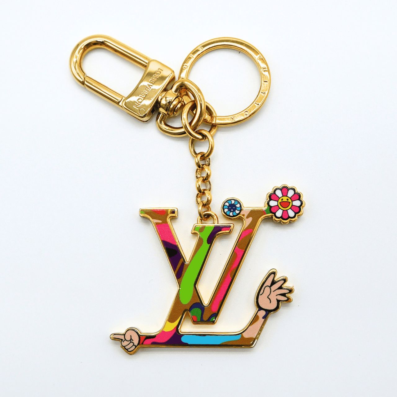 LOUIS VUITTON ルイヴィトン キーホルダー LVアイコニック スーパーフラット M02468 キーリング キーチャーム 村上隆 コラボ LV x TM (21842)