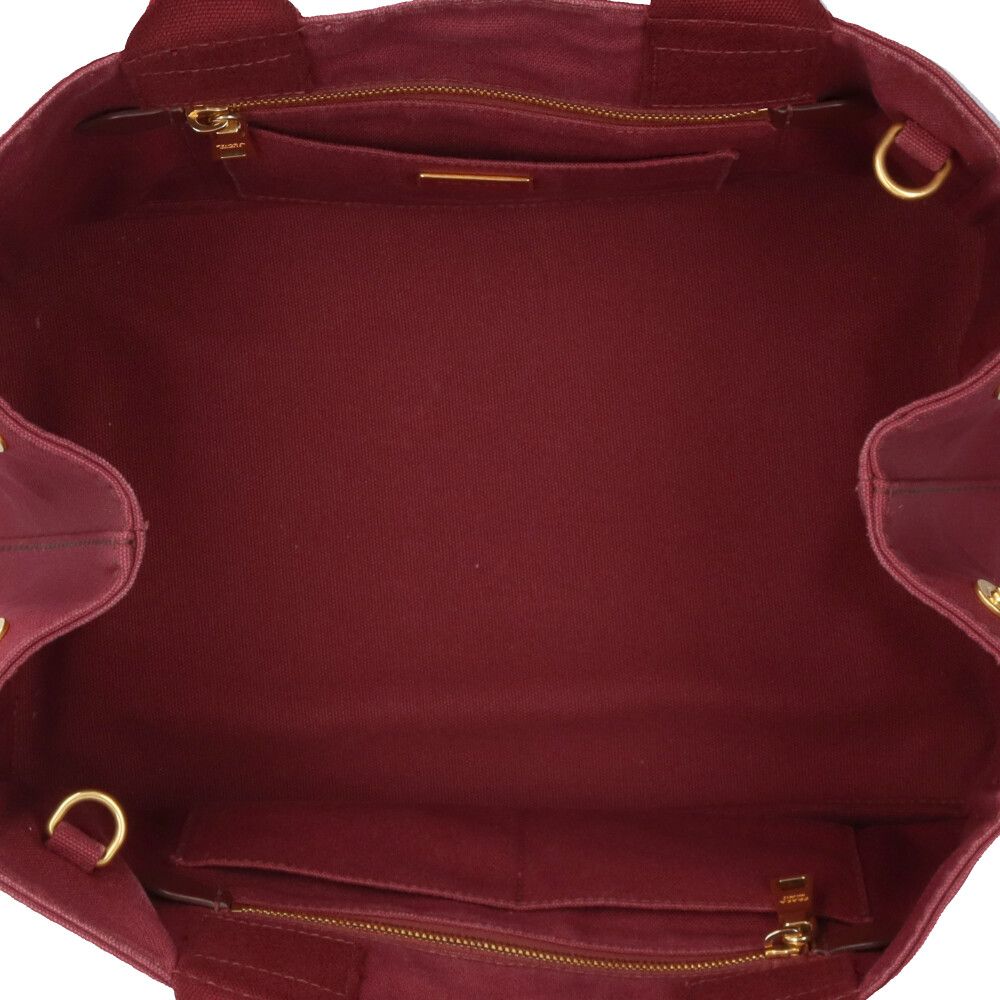 プラダ カナパトート M ショルダーバッグ キャンバス BN2642 レッド レディース PRADA  中古 PRADA - プラダ カナパトート M ショルダーバッグ キャンバス BN2642