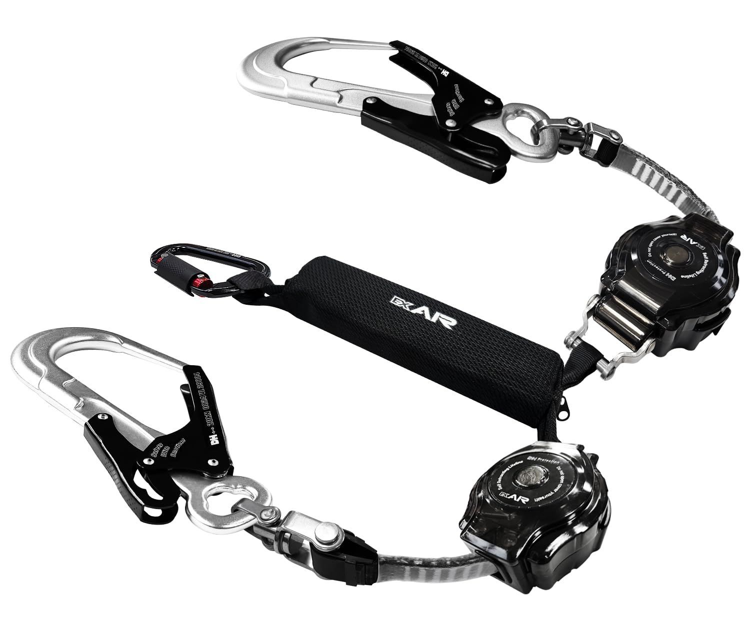 【特価商品】[DH PROTECTION] 新規格 Ex Air 軽量 巻取ランヤード 1種 胴ベルト 兼用 130㎏以下 2丁掛け フルハーネス ランヤード 墜落制止用器具 安全帯 (巻取ダブル(ロック装置あり)) フルハーネス 胴ベルト兼用 130kg ロ