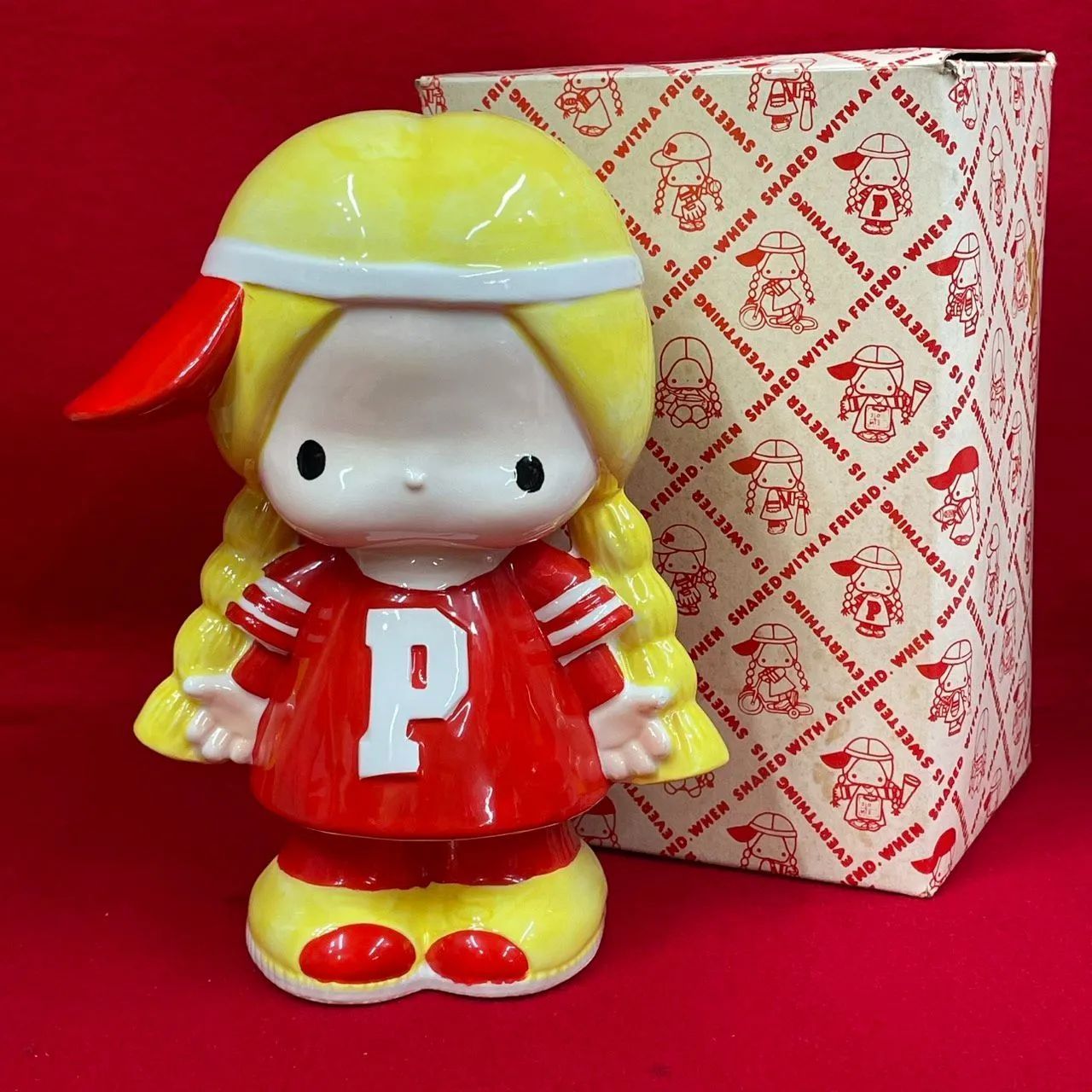 サンリオ パティー＆ジミー 貯金箱 当時物 陶器製 昭和レトロ N-23