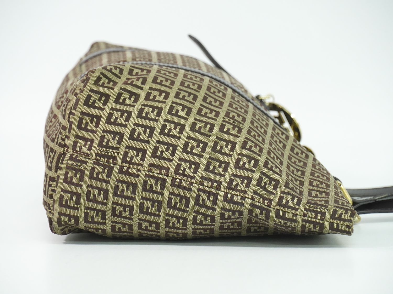 本物 フェンディ FENDI ズッキーノ ショルダーバッグ トートバッグ キャンバス ベージュ ブラウン 8BH215 Zucchino バッグ 中古・ FENDI - 本物 フェンディ FENDI ズッキーノ ショルダーバッグ トート