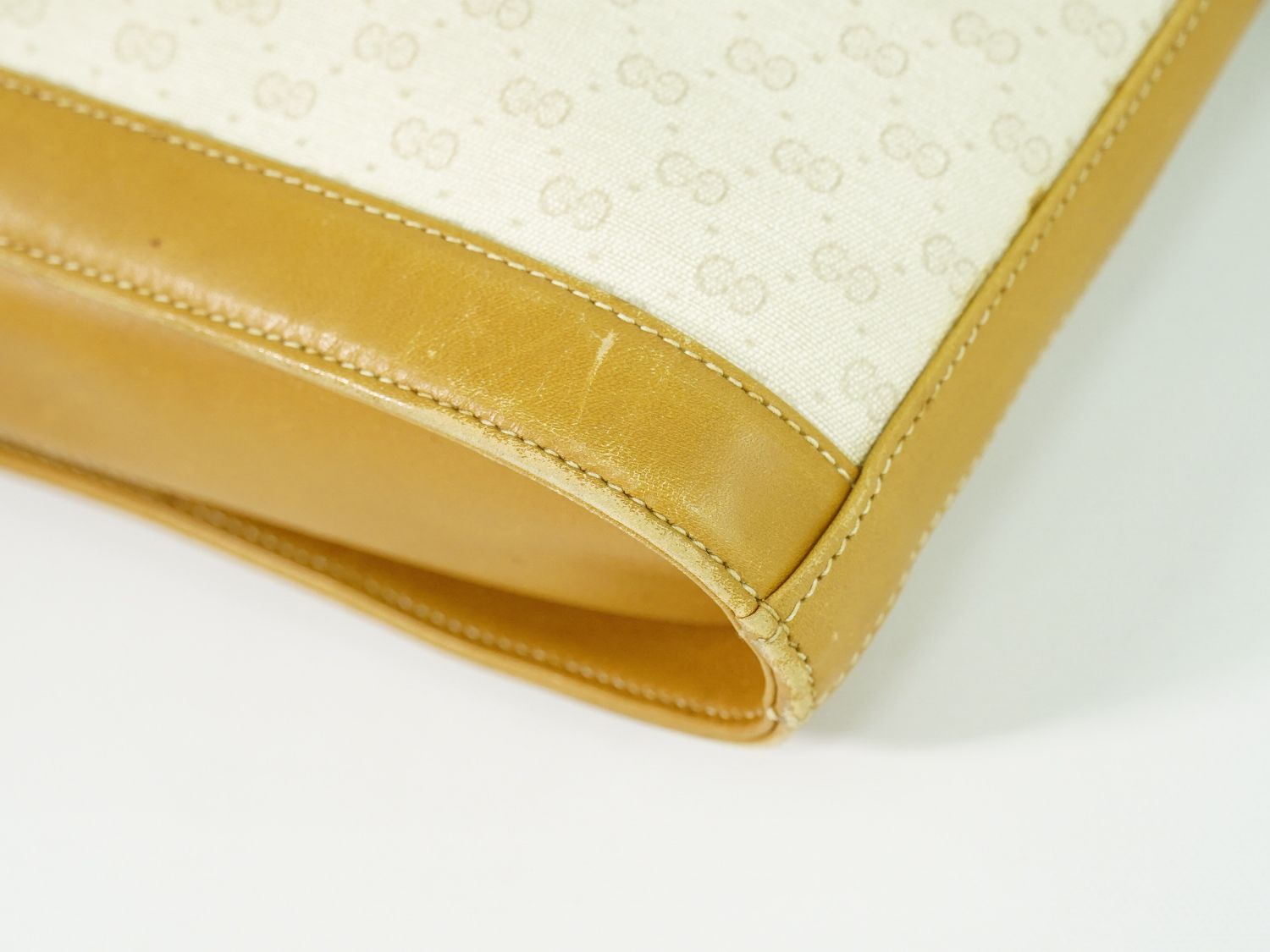 本物 グッチ GUCCI オールドグッチ マイクロGG ショルダーバッグ ポシェット PVC アイボリー ブラウン バッグ 中古・ 本物 グッチ GUCCI オールドグッチ マイクロGG ショルダーバッグ