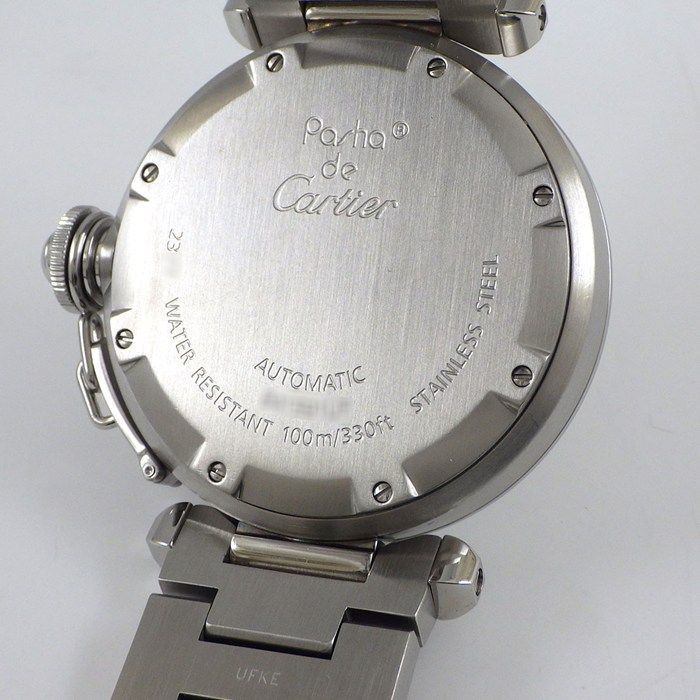 カルティエ Cartier 腕時計 パシャC メリディアン W31078M7 GMT デイト 夜光インデックス 夜光針 グリッド シルバー文字盤 SS 自動巻き 【中古】 Cartier - カルティエ Cartier 腕時計 パシャC メリディアン GMT