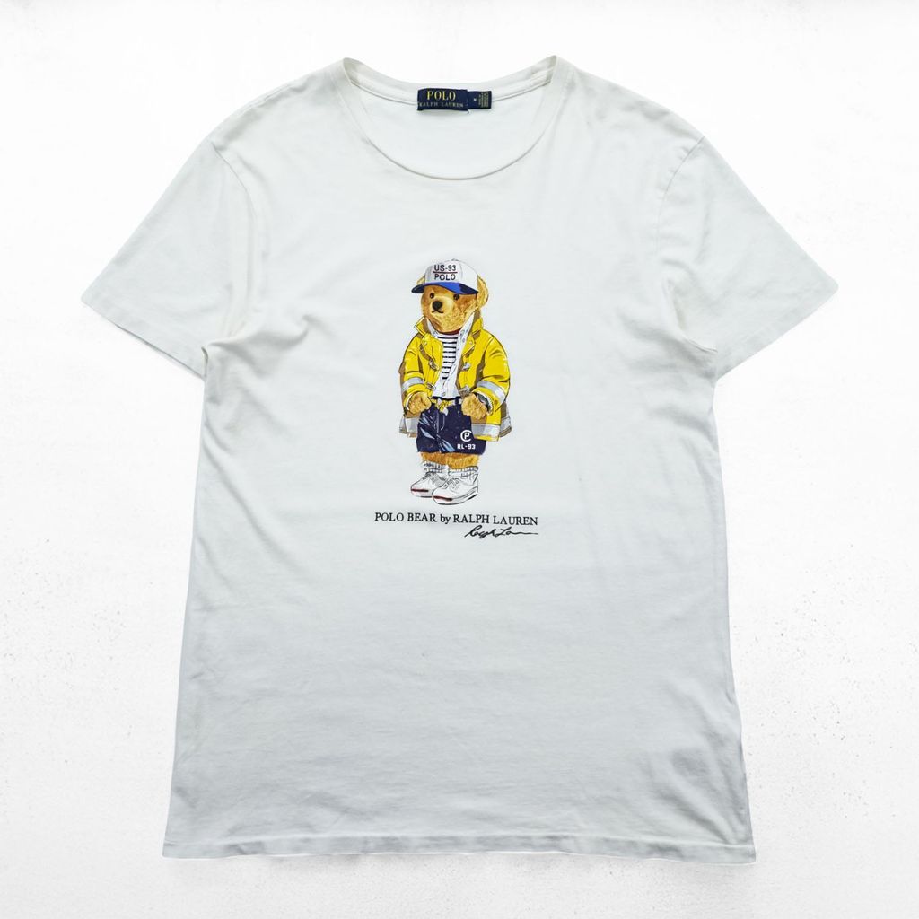 Polo Ralph Lauren ポロベア プリント Tシャツ M ホワイト コットン 