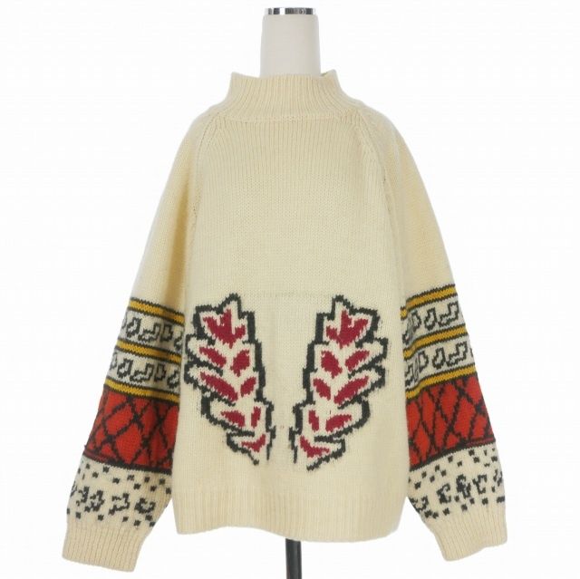 タン TAN 22AW JAQUARD ニット セーター 長袖 F オフホワイト タン TAN 22AW PAINTING JAQUARD PULLOVER ニット セーター 長袖 F